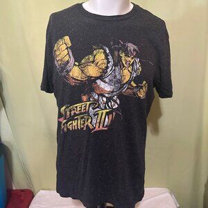 Street Fighter Ken Ryu Men's Dark Gray Black T Shirt Medium M. Bison Zangief Cam